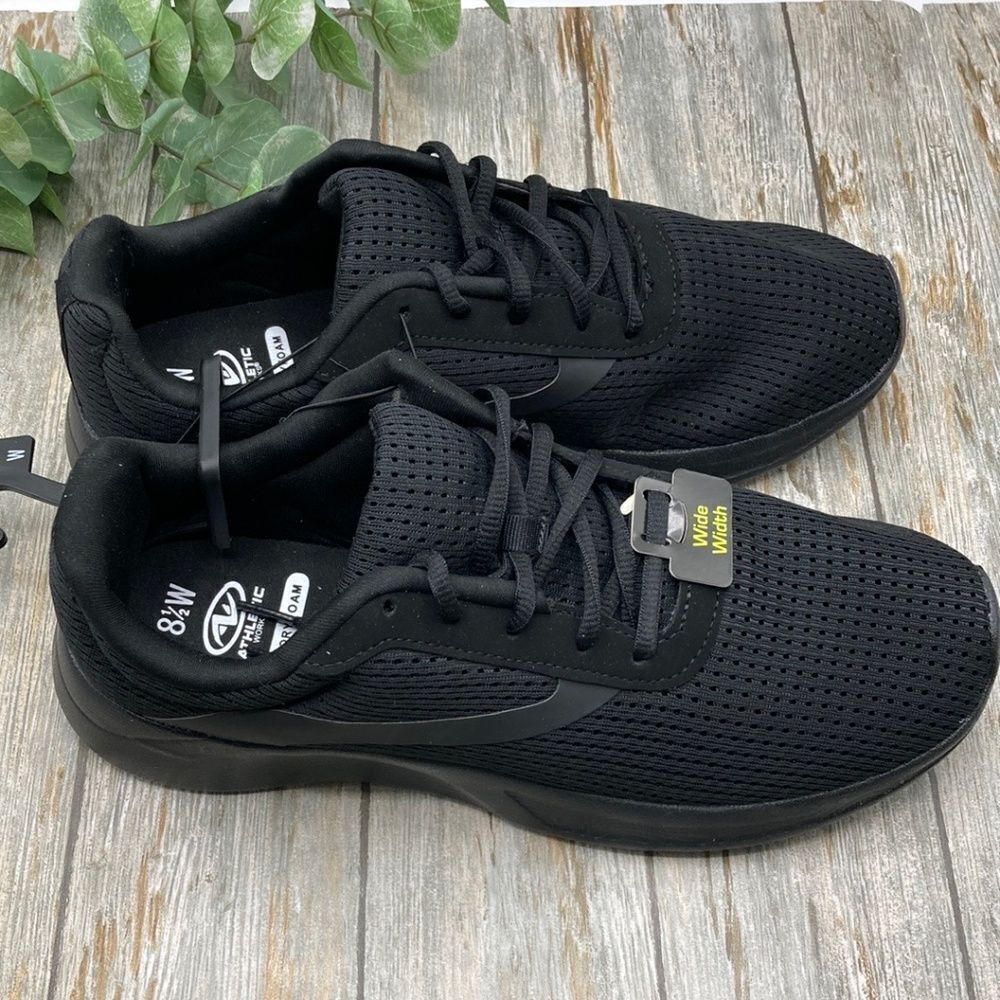 Men’s Black Active Lightweight Breathable Work Sneakers Shoes Size 8.5W
